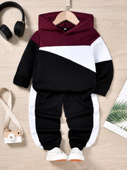 Toddler Boys Cotton Color Block Hoodie & Sweatpants Fall Winter Outfit