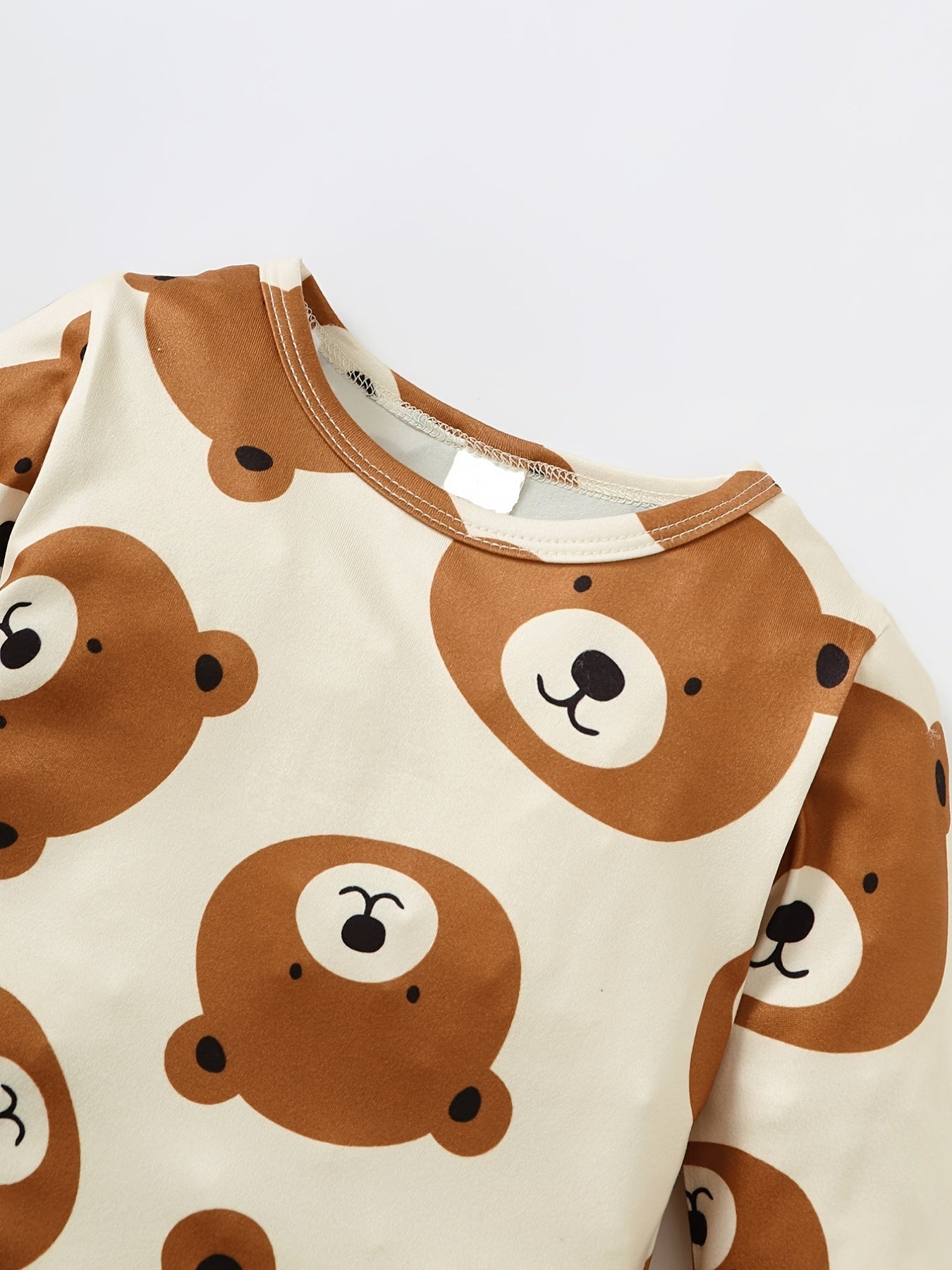 Bear Print Top & Overalls Set for Baby Boys