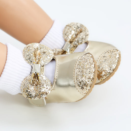 Infant Baby Girls Bowknot Sequin Flats