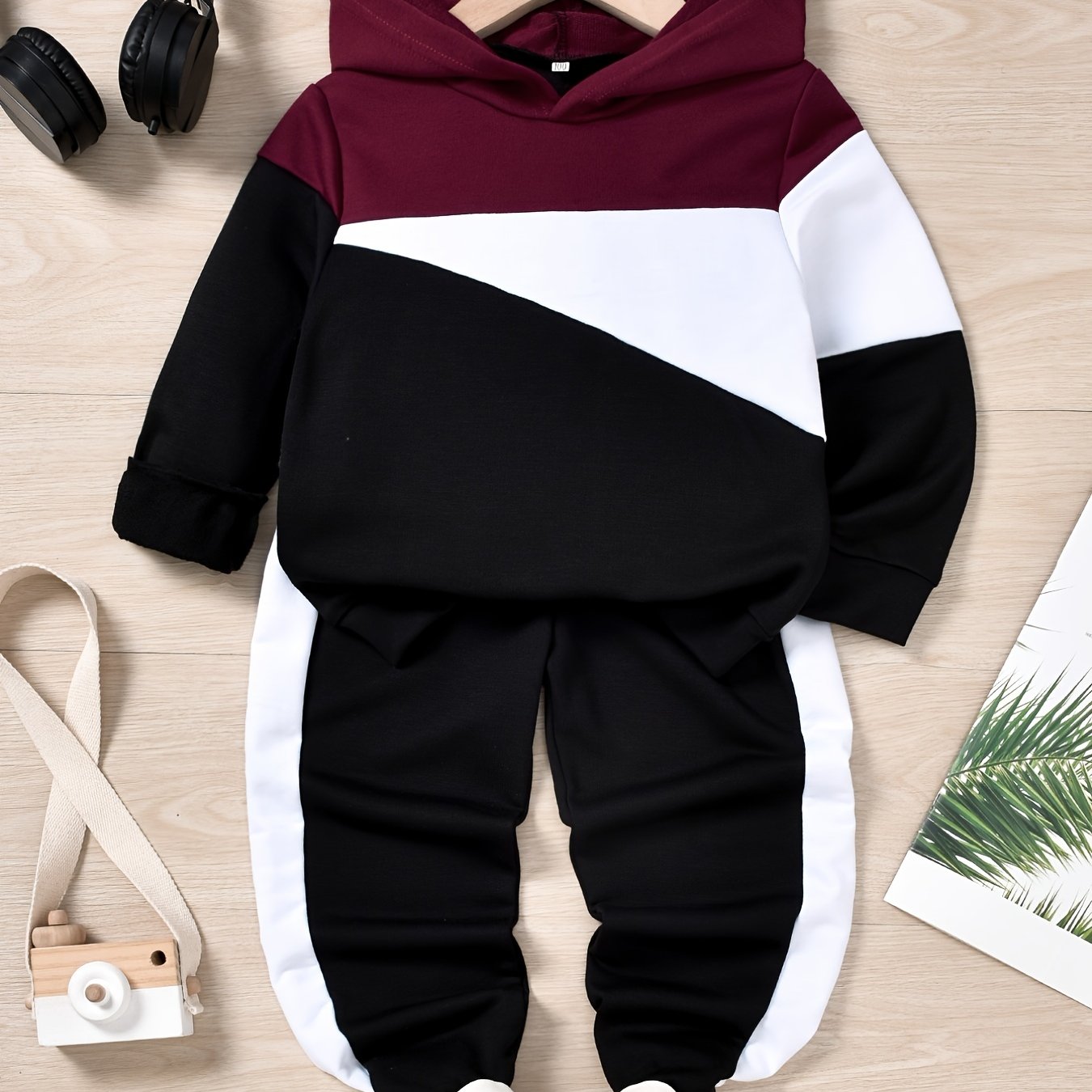 Toddler Boys Cotton Color Block Hoodie & Sweatpants Fall Winter Outfit