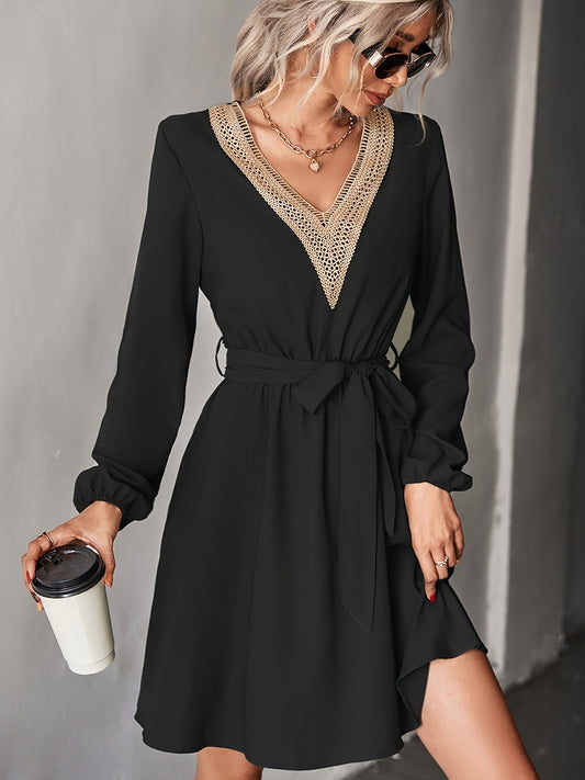 Women's Elegant V-neck Lace Dress