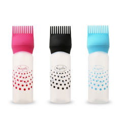 Professional 3 Colors Custom Eco-Friendly Plastic Salon Hair Comb and Brush Applicator Bottle