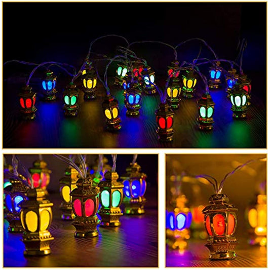 Ramadan Eid 10LED String Lights - 5.5ft, Battery Operated, 2 Flash Modes for Indoor Decor.