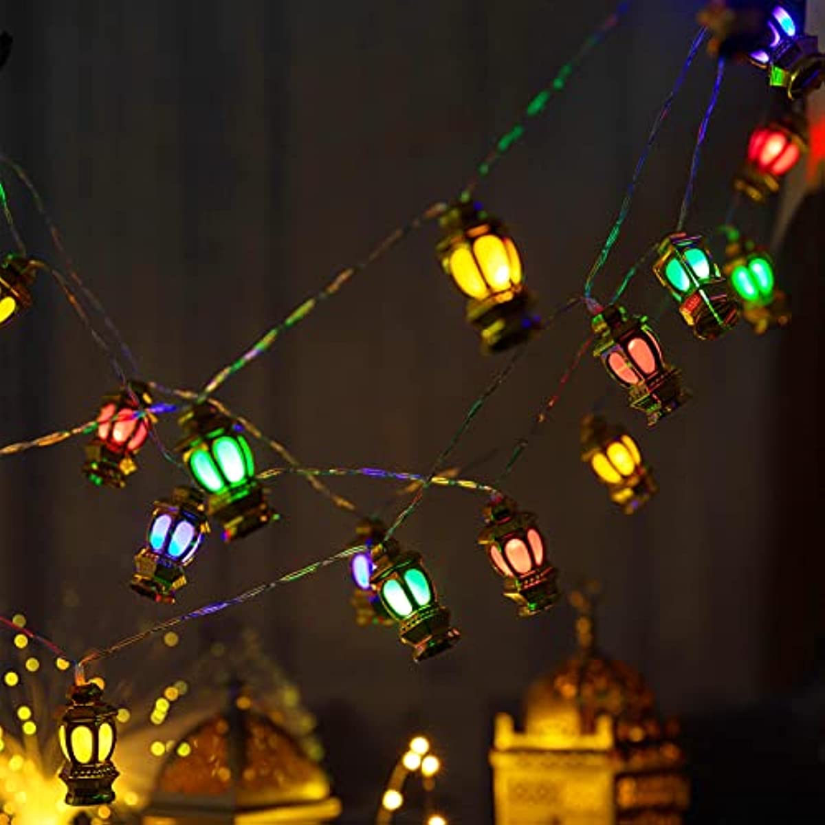 Ramadan Eid 10LED String Lights - 5.5ft, Battery Operated, 2 Flash Modes for Indoor Decor.