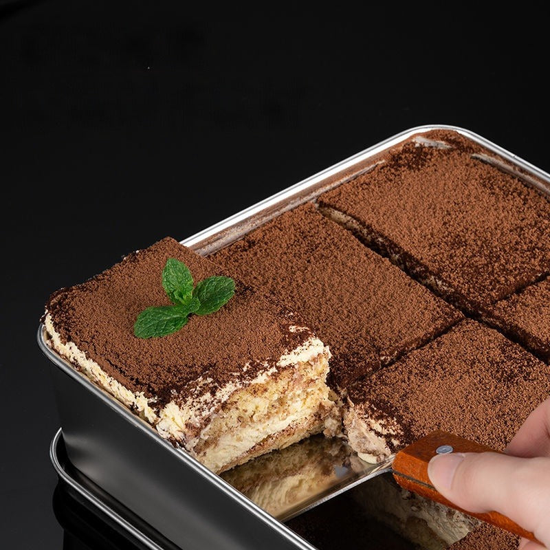 Stainless Steel Flat Square Rectangular Tiramisu Plate