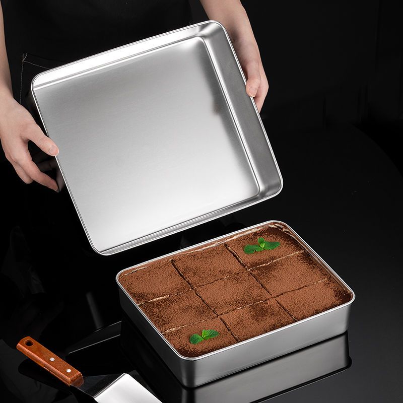 Stainless Steel Flat Square Rectangular Tiramisu Plate