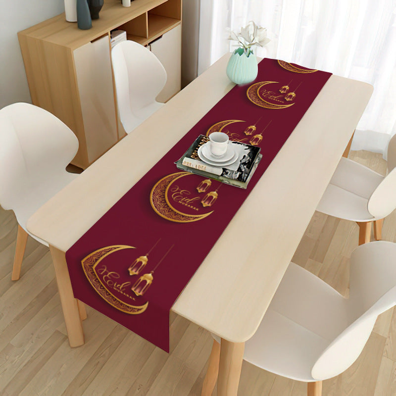 EID Mubarak Table Runner: Ramadan Kareem Decoration for Home Tablecloth
