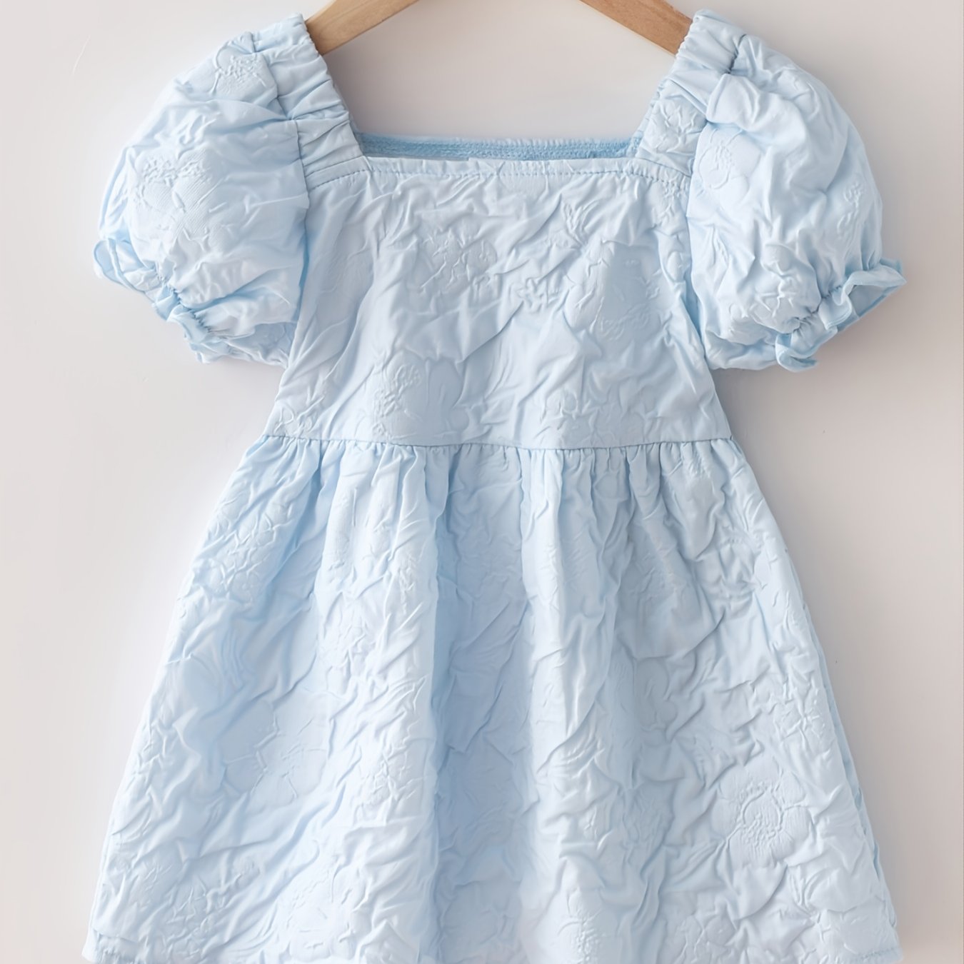 Cute blue Puff Sleeve Dress for Baby Girls