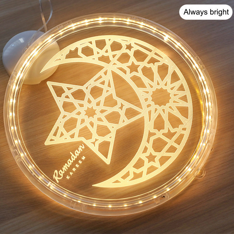 Muslim Holiday Decorative Lights: Castle Stars Moon 3D Chandelier