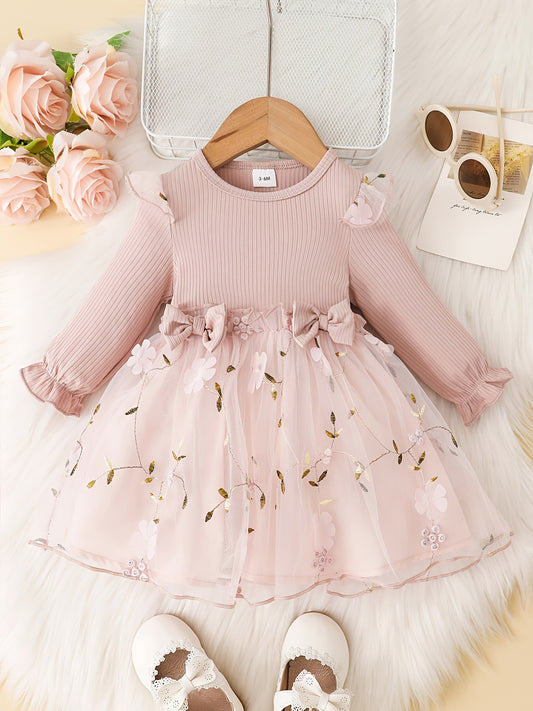 Floral Embroidered Princess Dress for Baby Girls