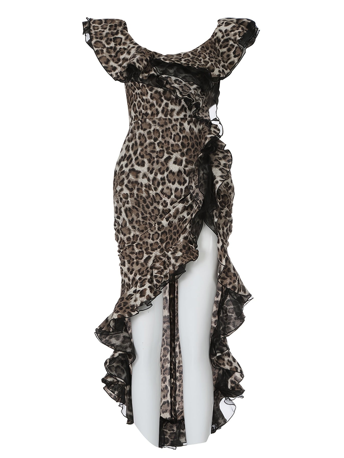 Bold Off Shoulder Leopard Print Dress