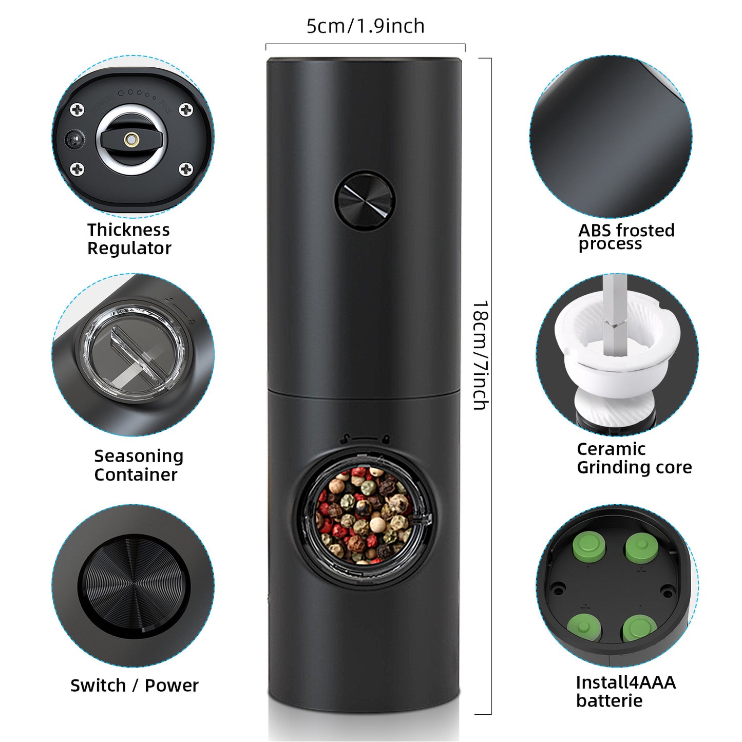 Electric Automatic Pepper Grinder with LED Light