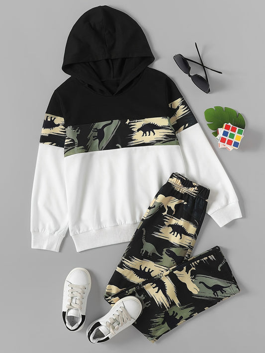 Boys' Dinosaur Print Hoodie and Sweatpants Set