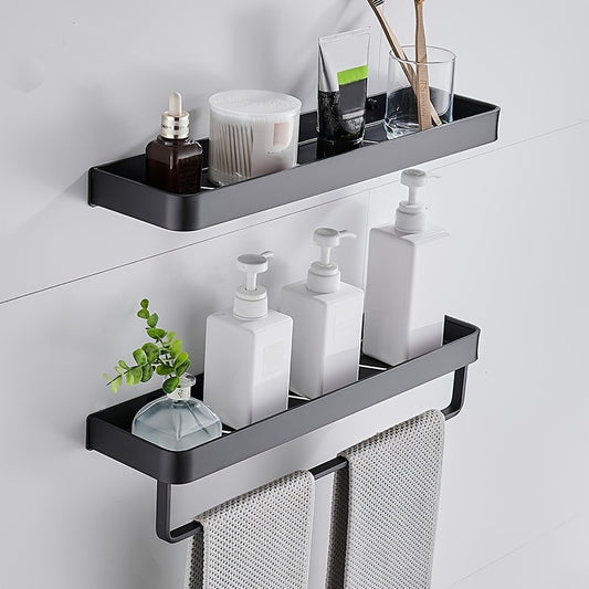 Bathroom Black Shelf with Towel Bar