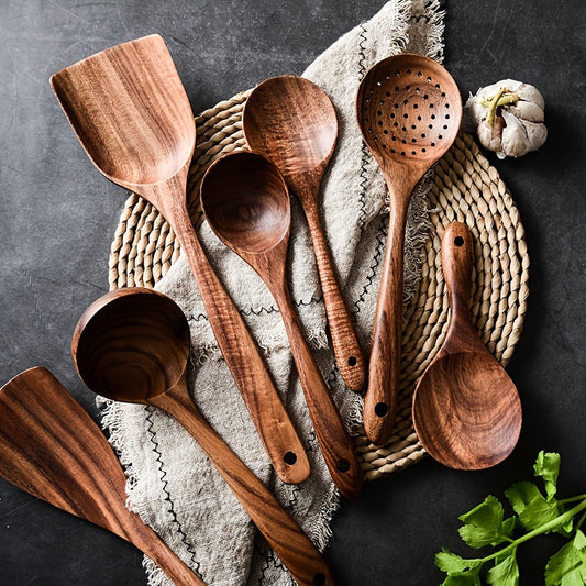 Premium Teak Wooden Cutlery Spoon & Spatula Set