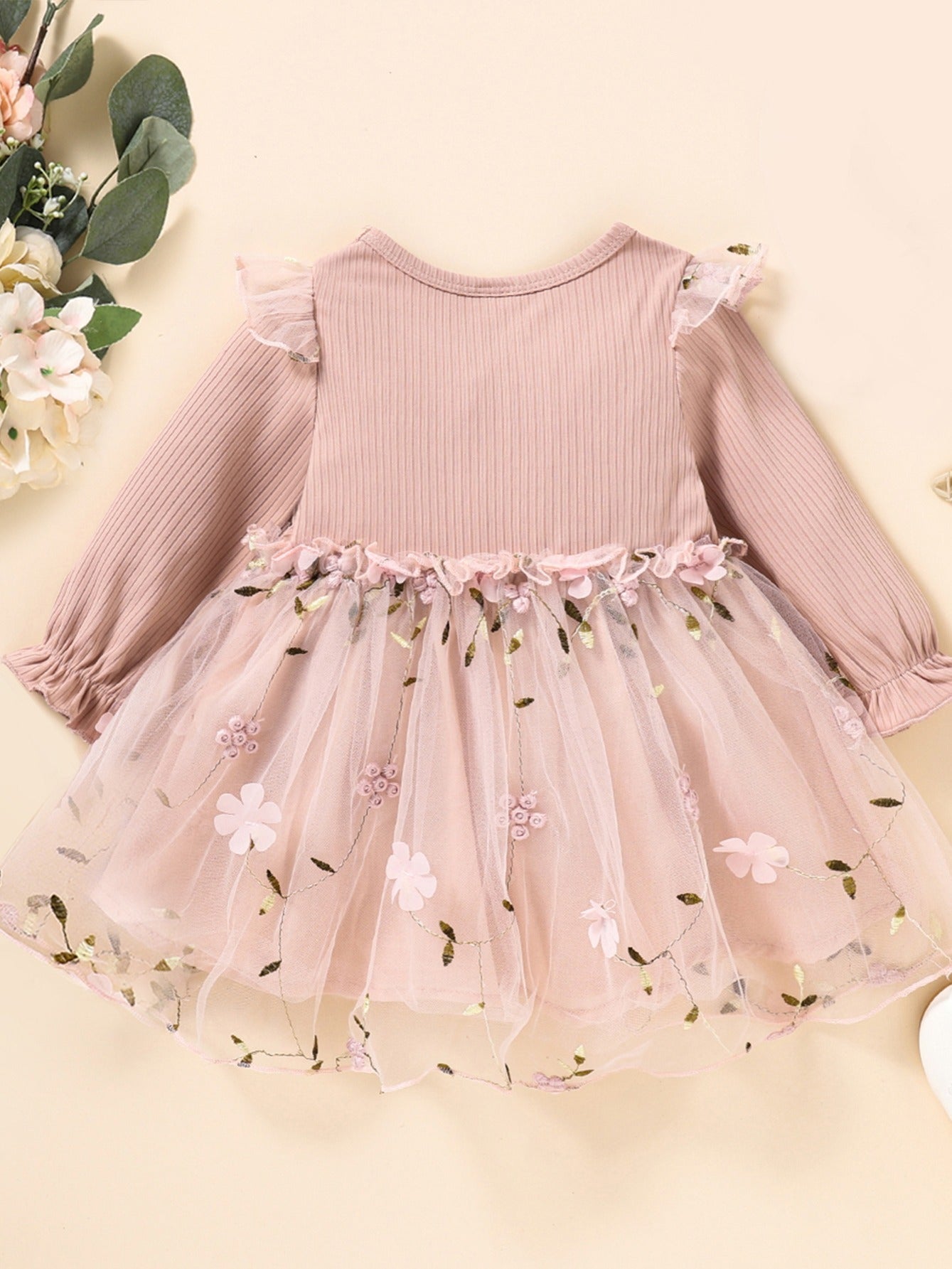 Floral Embroidered Princess Dress for Baby Girls