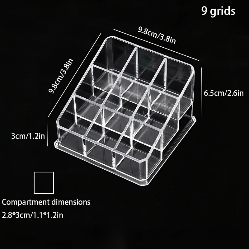 Acrylic Lipstick Organizer: 9/18/24/36 Grids for Convenient Storage and Display of Lipsticks, Nail Polish and More