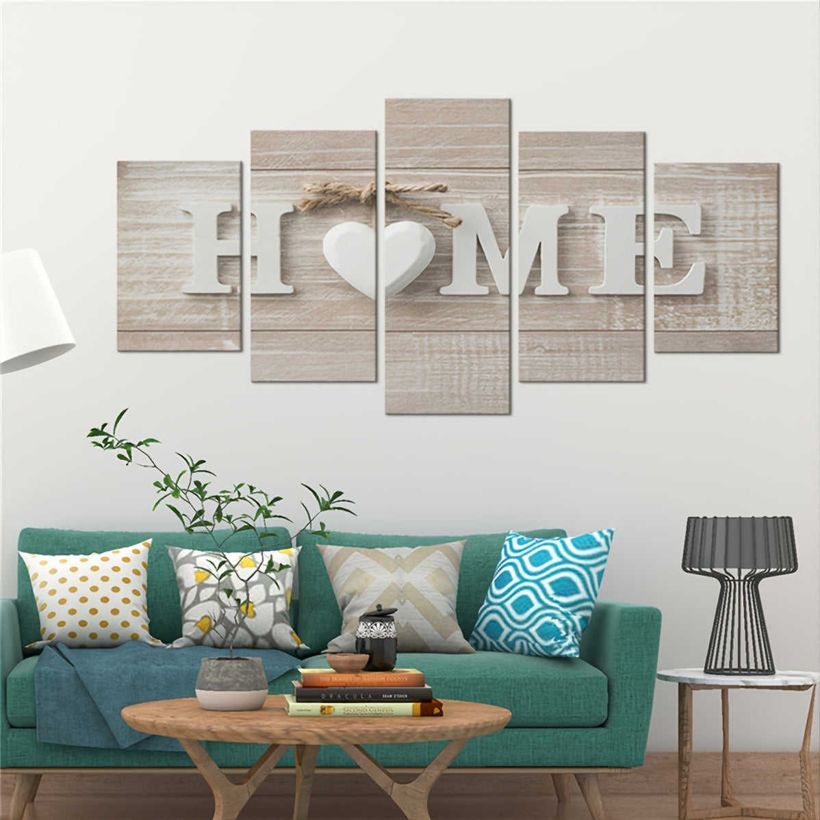 Set of 5 3D Effect Art Decorative Paintings - "HOME" Word Design (No Frame Included)