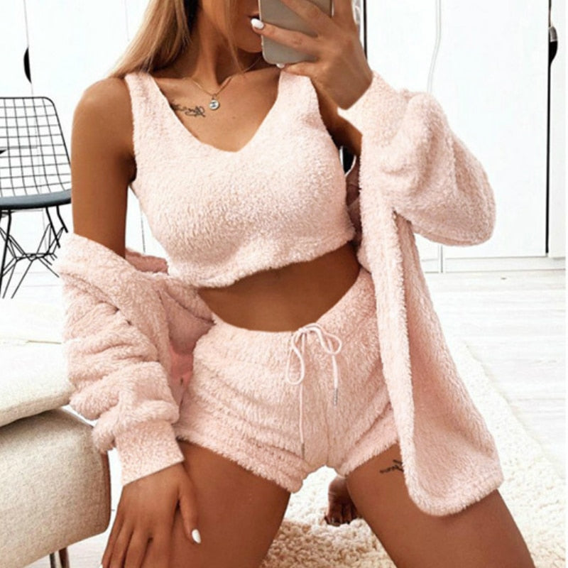 Upgrade your loungewear with Ezzile's 'Sexy-2023' Women's Winter Plush Pajama Set, a stylish and comfortable option for staying warm at home.