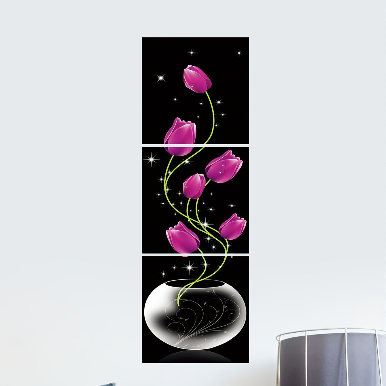 3pcs Self-Adhesive Flower Tile Sticker Set