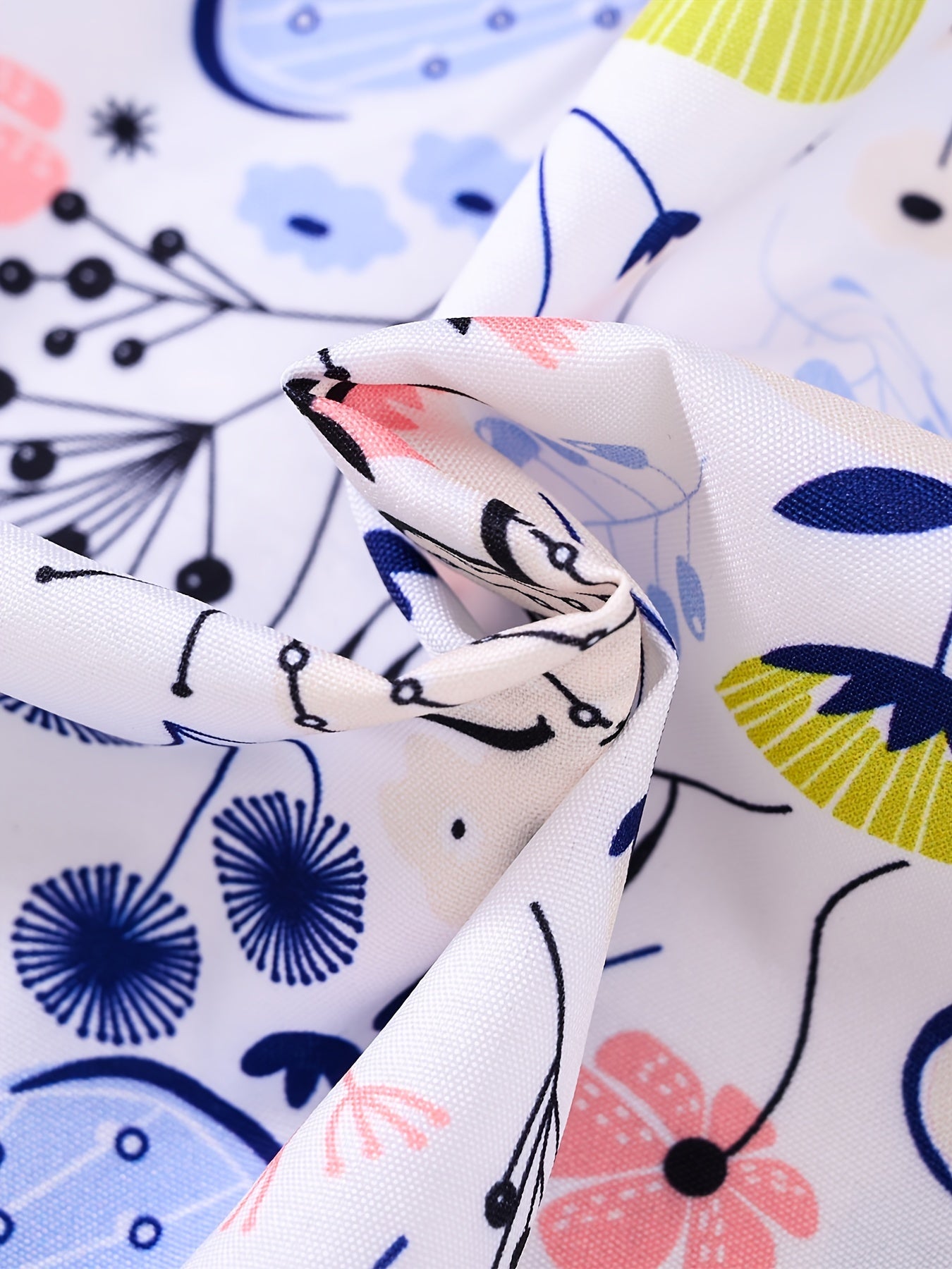 Girls Butterfly Print Short Sleeve Ruffles Dress with Bow Decor
