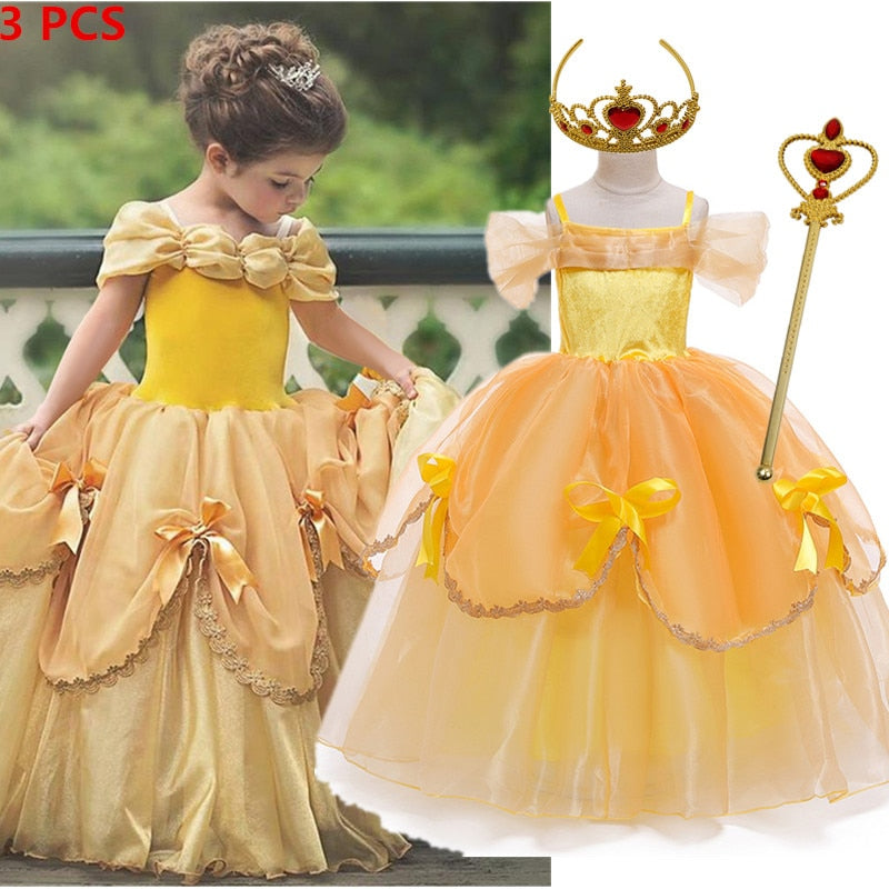 Fancy Beauty and the Beast Baby Girl Halloween Cosplay Costume for Carnival and Christmas Princess Dresses