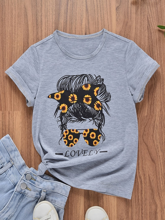 Sunflower Graphic Tee Top for Girls - A Fun and Fashionable Summer Outfit