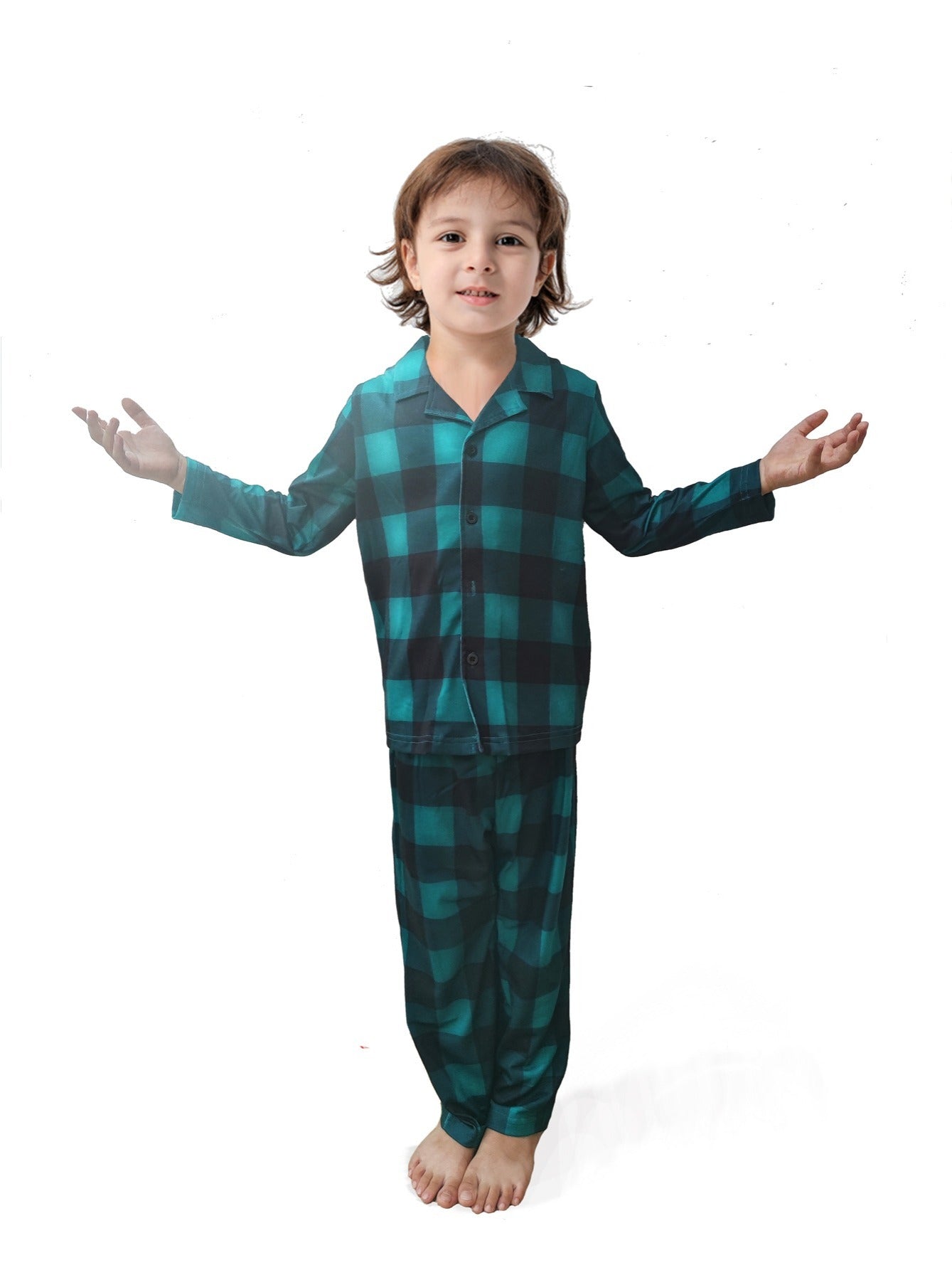 2023 Children's Plaid Long-Sleeve Pajama Set