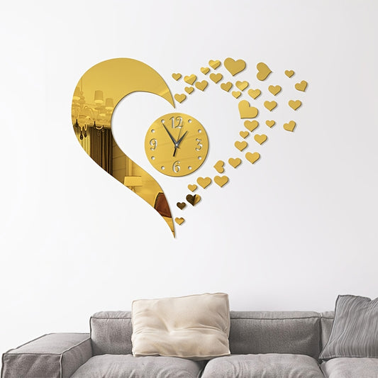 Heart-Shaped Wall Clock Stickers for Home Decoration