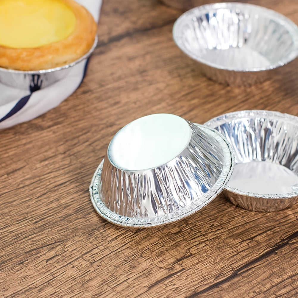 100pcs 2.76'x1.57"x0.79" Aluminum Foil Tart Pan - Disposable Mini Pot Pie Bake Plate Tin for Making Egg Tart, Pudding, Mini Cake and More