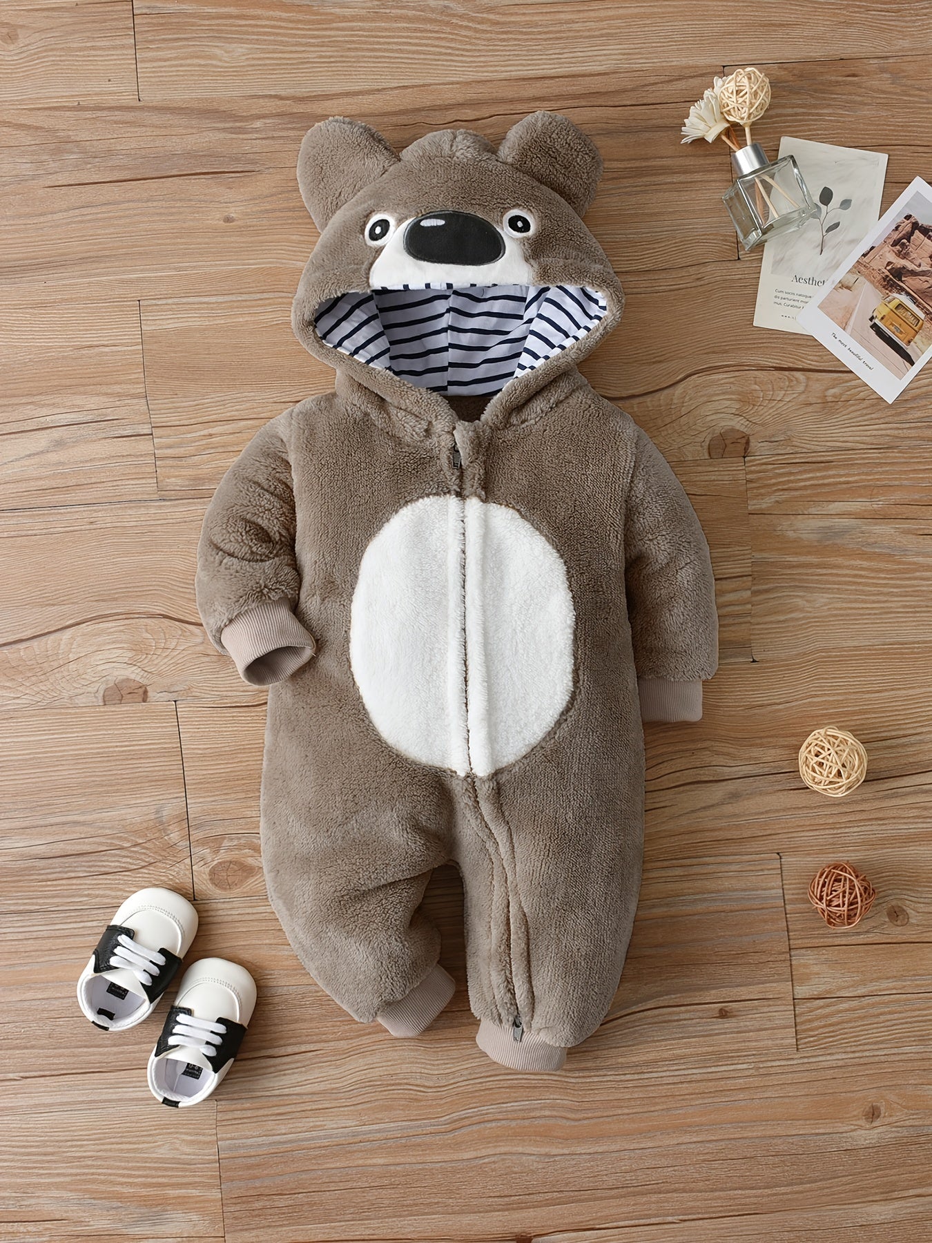 Newborn Infant Cute Bear Hooded Romper