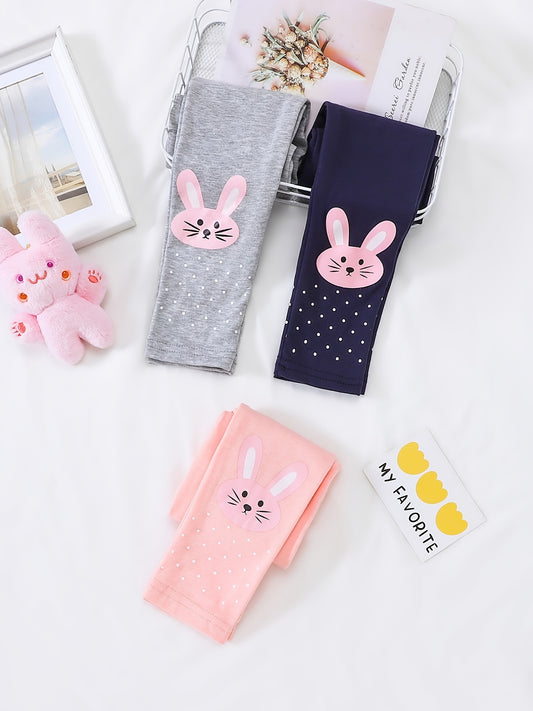 Cartoon Rabbit Print Footless Tights for Girls