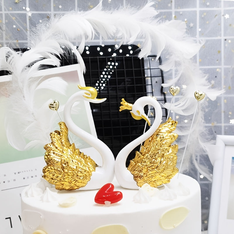 Minimalist Couple Crown Swan Cake Decorations