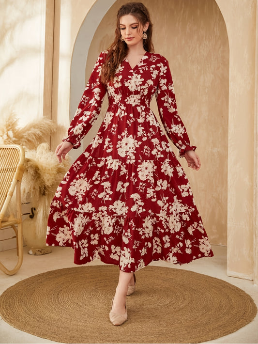 Women's Dresses Floral Print Long Sleeve Maxi Dress