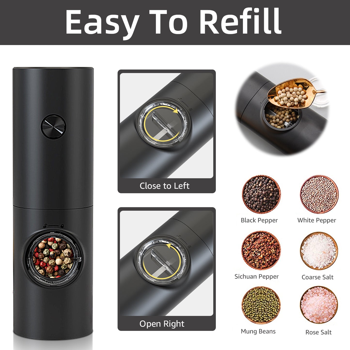 Electric Automatic Pepper Grinder with LED Light