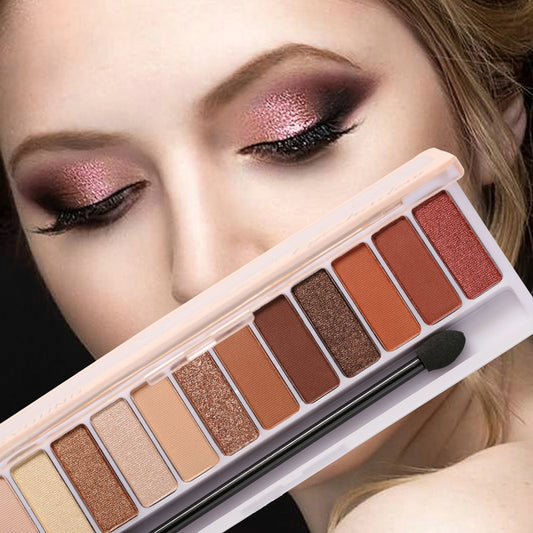 12-Color Eye Shadow Palette: Matte and Glittering Waterproof Formulas with Brush Included