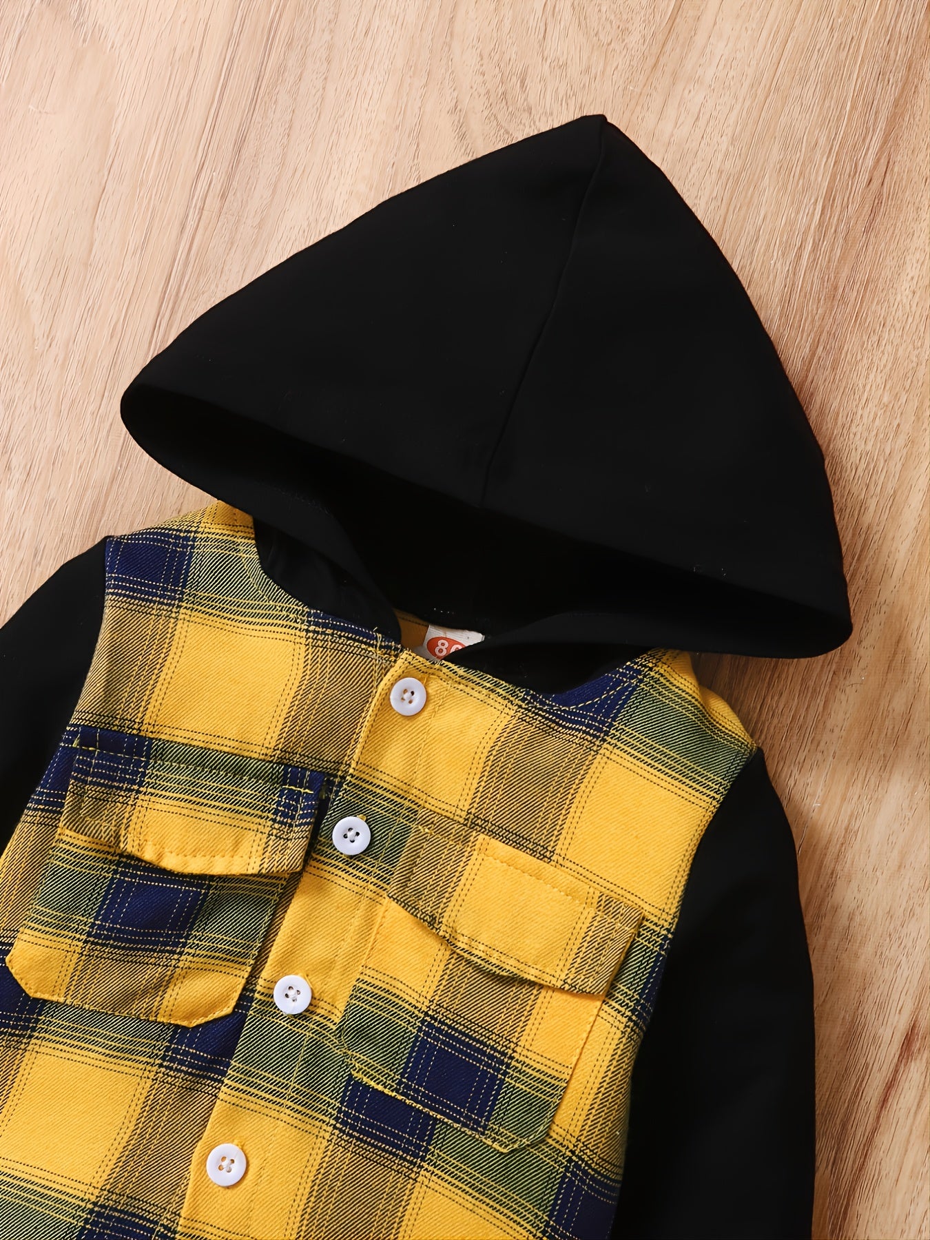 Hooded Plaid Top & Pants Set for Baby Boys