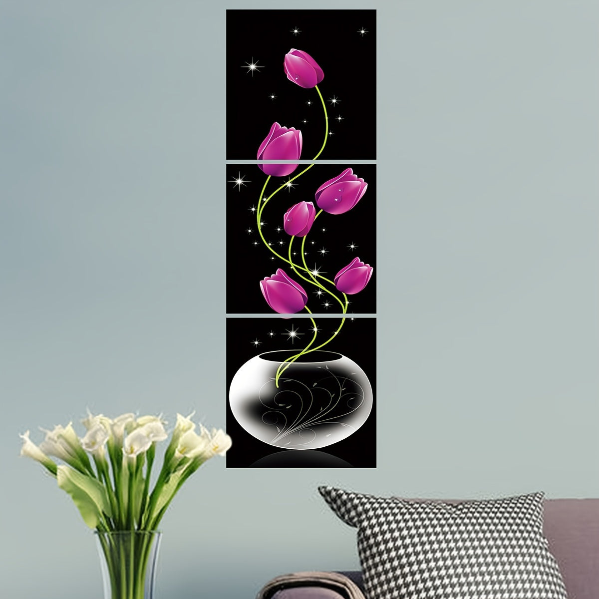 3pcs Self-Adhesive Flower Tile Sticker Set