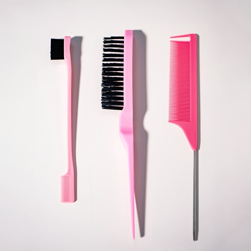 3-Piece Hair Styling Comb Set (Pink)