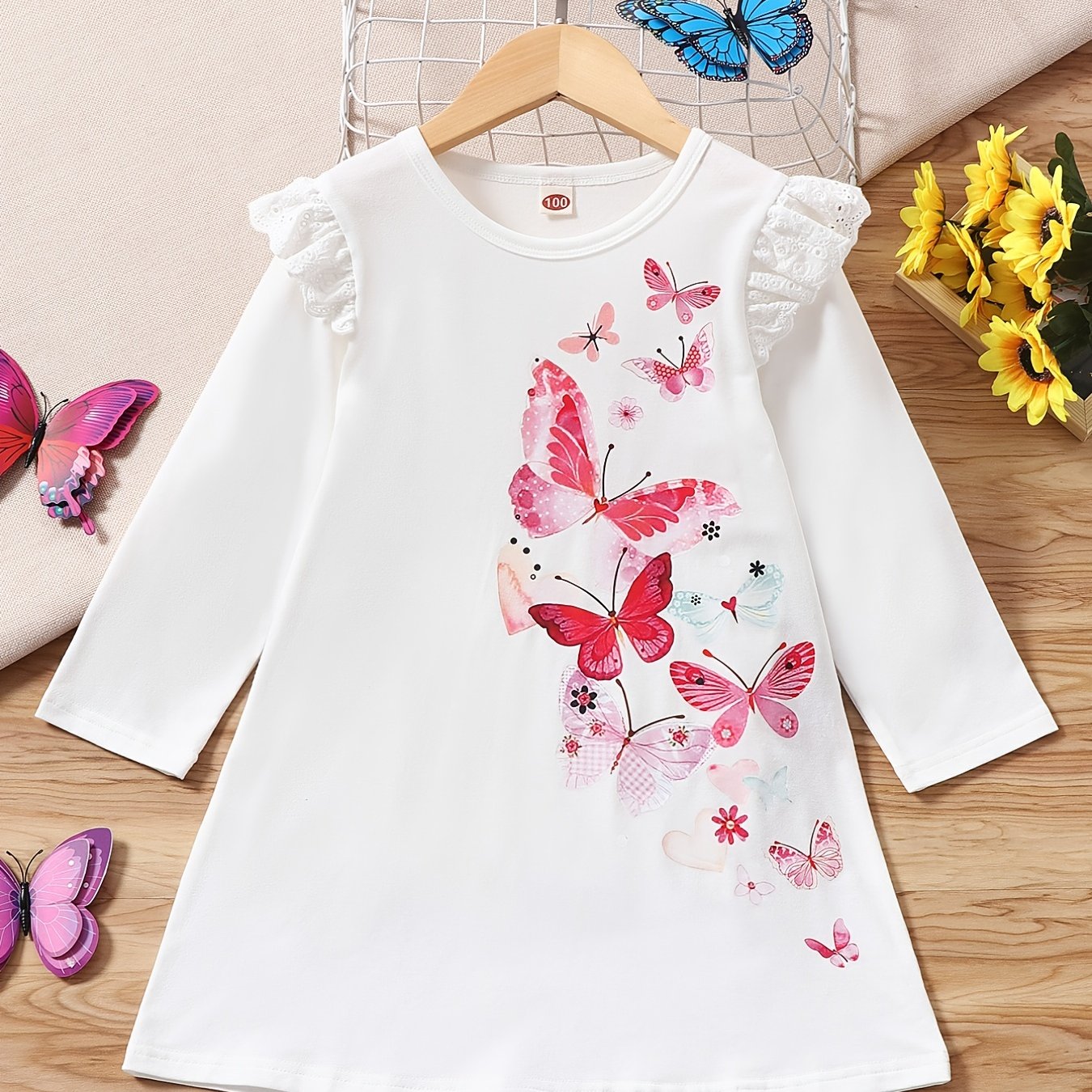 Girls Ruffle Butterfly Print Dress - A Fun and Stylish Outfit for Kids