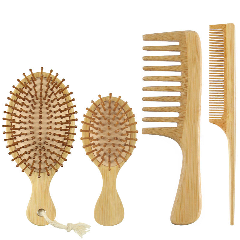 Natural Bamboo Hair Brush Set