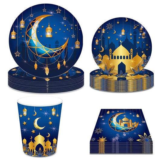 Elegant Eid Disposable Party Tableware Set for 8