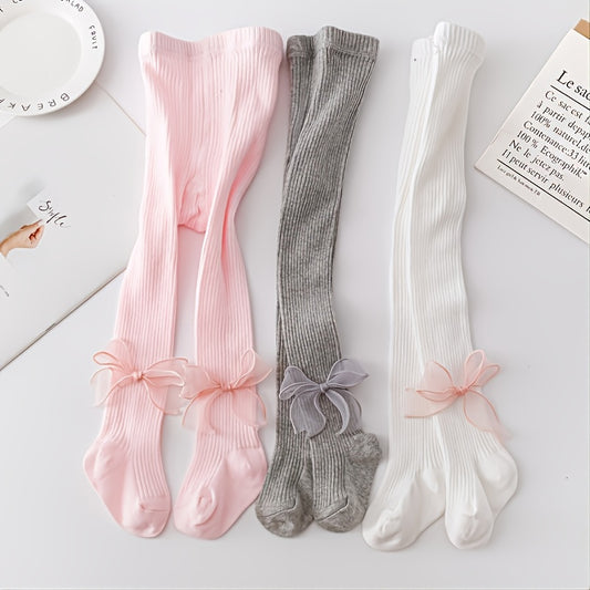 Autumn and Winter Baby Girls Leggings with Lace Bow