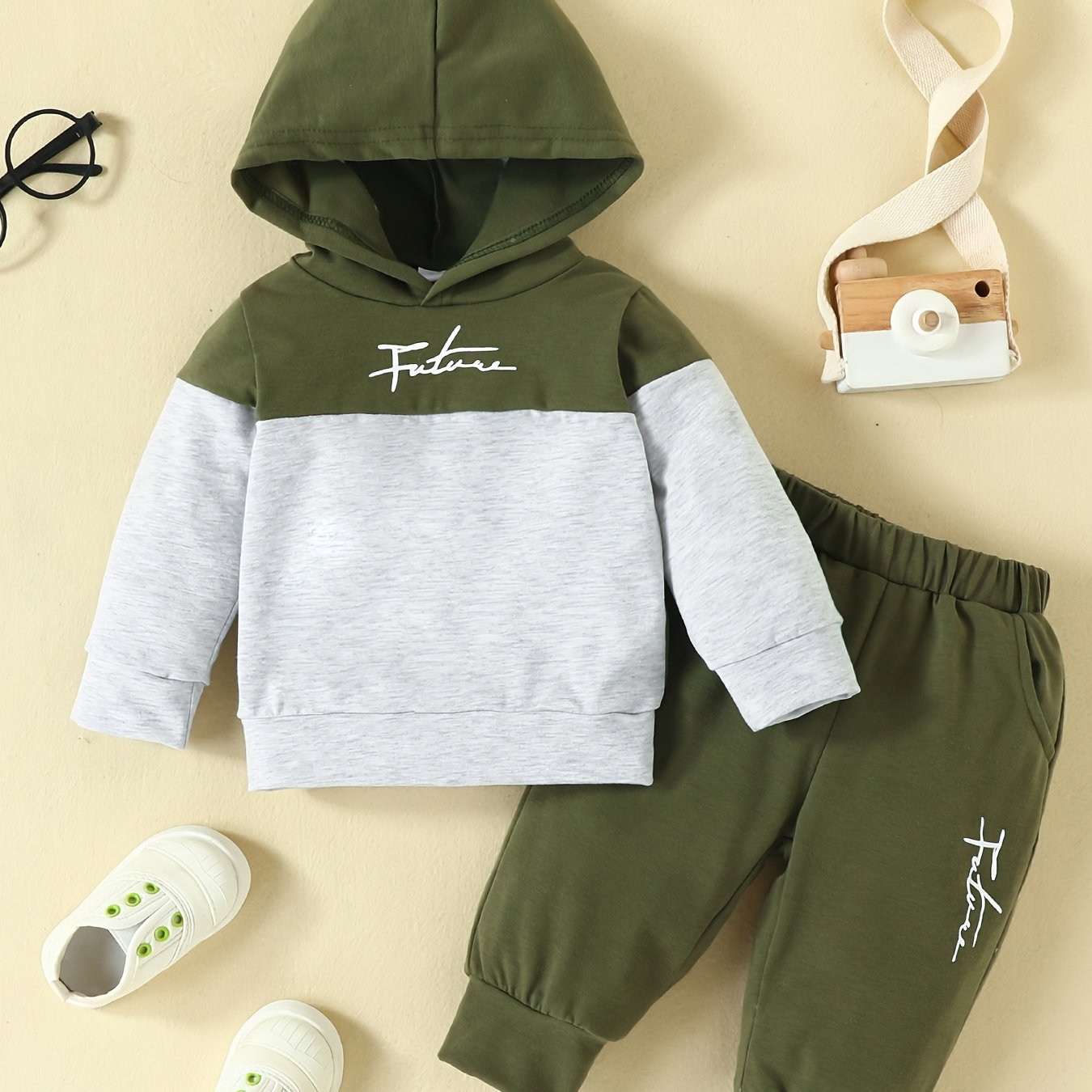 2PCS Toddler Boys Hoodie Sweatshirt & Pant Set