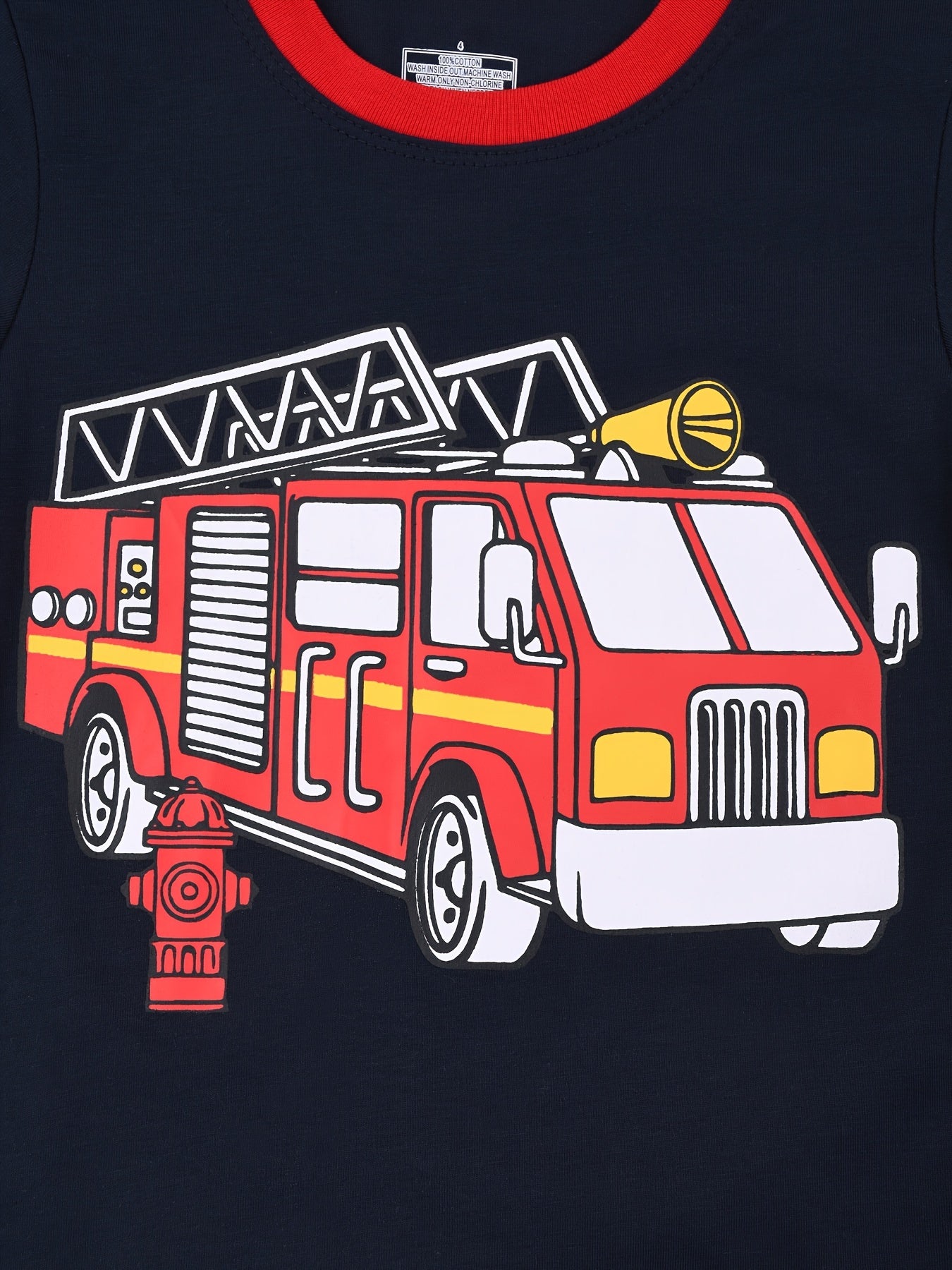 Boys' Firetruck Long-Sleeve Sweatshirt and Pants Pajama Set