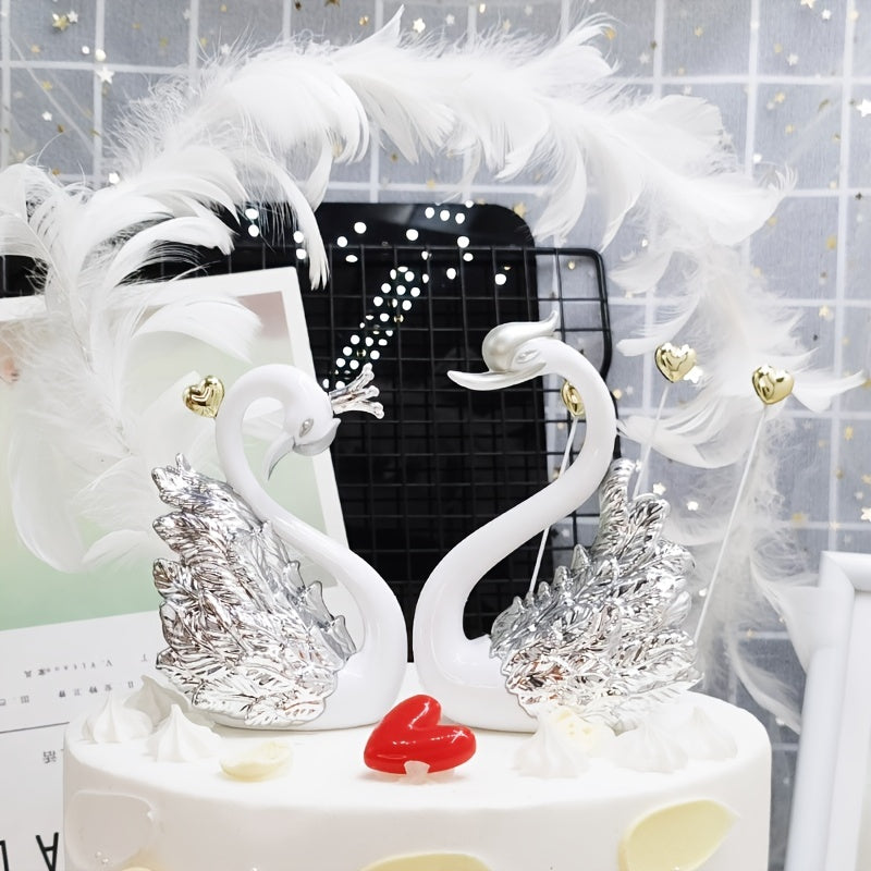 Minimalist Couple Crown Swan Cake Decorations