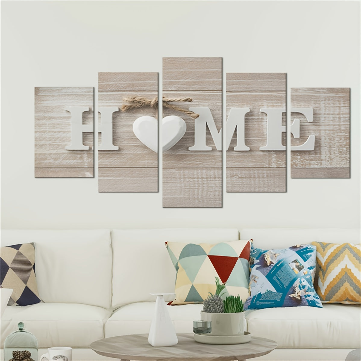 Set of 5 3D Effect Art Decorative Paintings - "HOME" Word Design (No Frame Included)