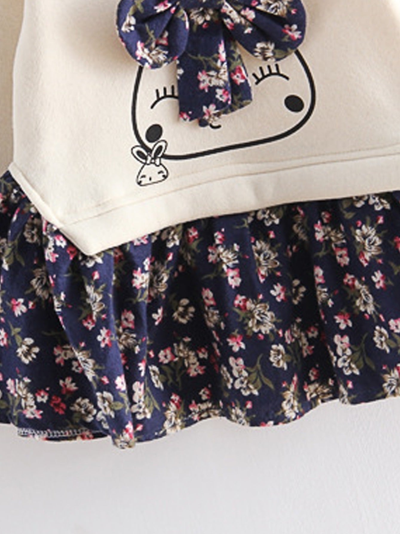 Cute Rabbit Floral Bow Dress