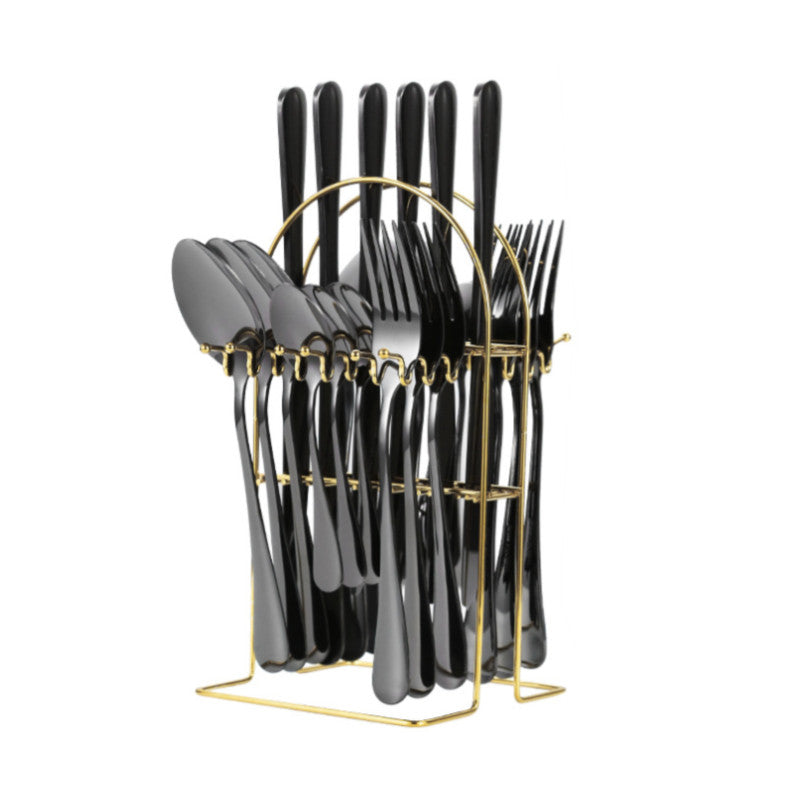24 Piece Stainless Steel Tableware Set with Holder