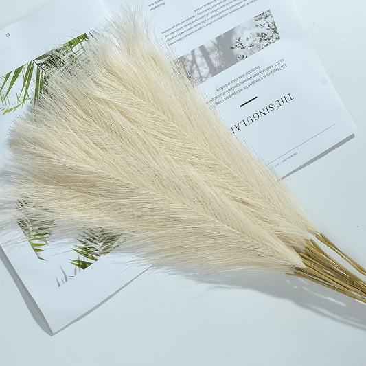 1 Pack/5pcs Faux Pampas Grass Large Tall Fluffy Artificial Flowers - Boho Decor for Vase Filler, Farmhouse, Home, and Wedding Decoration